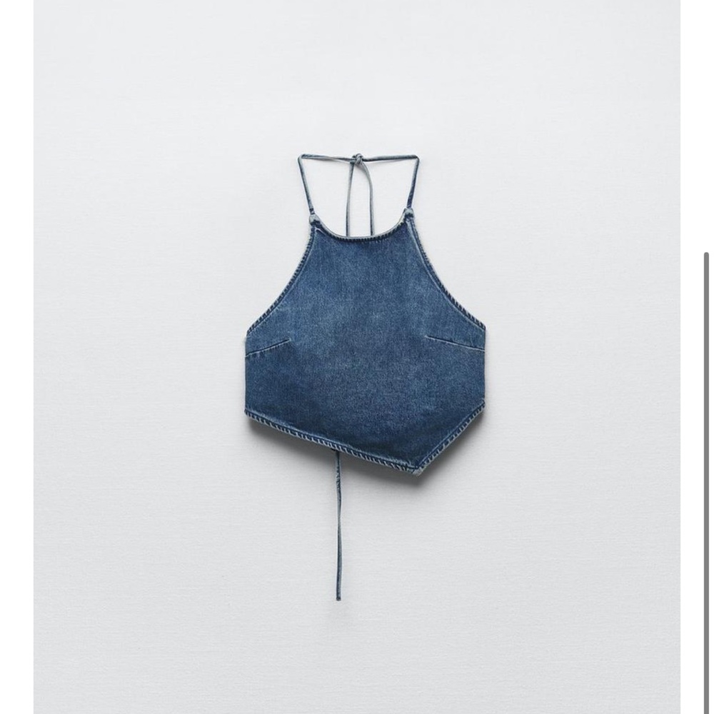 Zara Blue Denim Halter Top